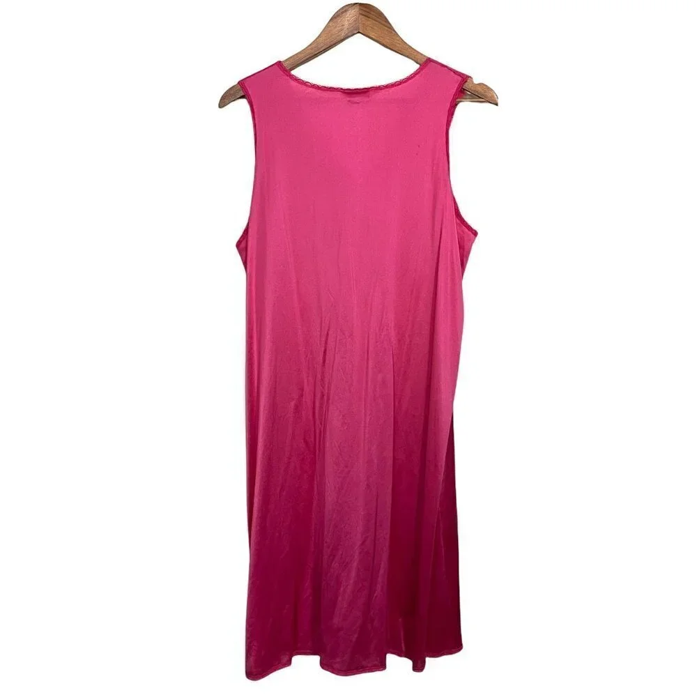 Vintage Vanity Fair Women's Pink Sleeveless Lace Trim Satin Nightgown Medium - Picture 7 of 7